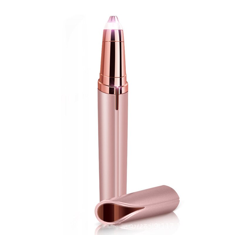 Elektrische Wenkbrauw Trimmer Vrouwen Mini Wenkbrauw Scheerapparaat Instant Pijnloos Gezicht Wenkbrauwen Trimmer Remover Epilator Draagbare Scheermessen: Rose gold