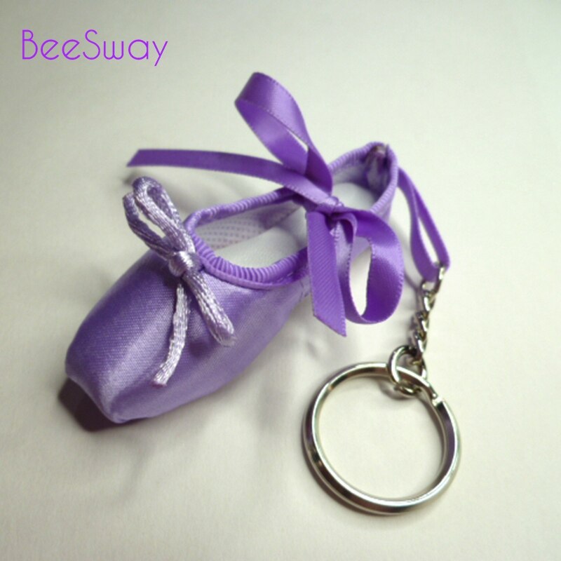 Mini danser satin ballet nøglering lilla ballet tå nøglering ballet sko nøglering dans lille værktøj til piger