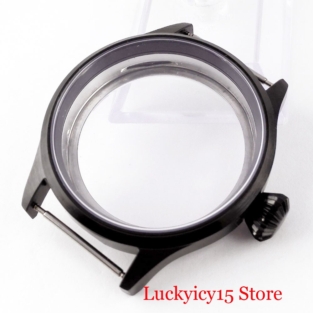 PVD Plated 43mm Watch Case with Sapphire Glass Fit ETA 6497 6498 Hand Winding Movement