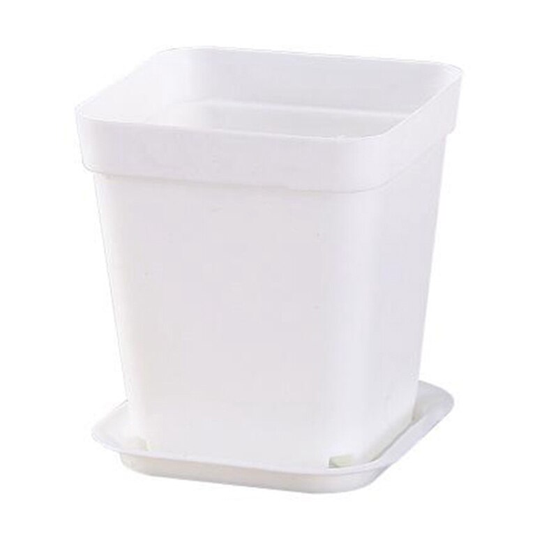 50 Pack 2.7Inch White Square Plastic Plant Pots with Saucer,Seedling Nursery Transplanting Planter Container for Garden