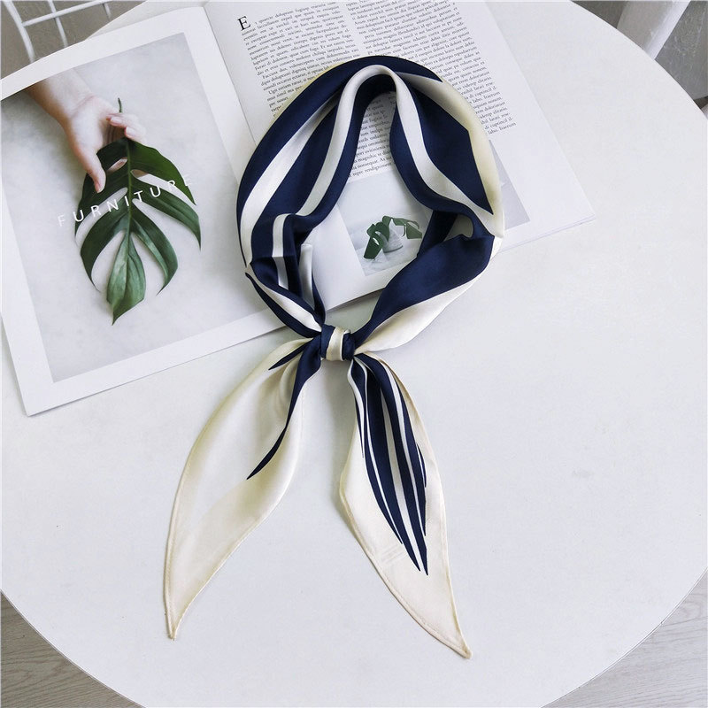 negro amarillo Rosa pelo cuello pañuelo para lazo Collar señoras seda largo flaco bolso de mano bufandas pañuelo pañuelos: Azul marino
