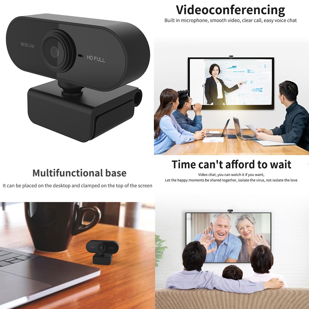 Rotatable Autofocus USB 2.0 1080P HD Webcam with Mic PC Desktop Web Camera Cam Mini Computer WebCamera Cam Video Recording Work