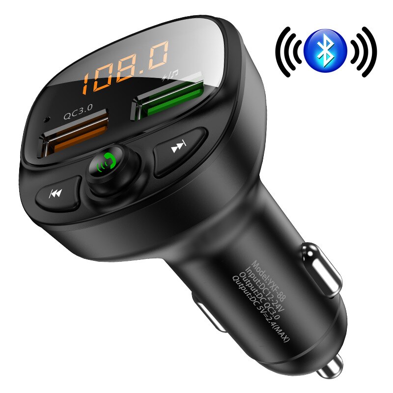 FLOVEME caricabatterie per auto USB ricarica rapida 3.0 ricarica rapida Bluetooth trasmettitore FM Wireless lettore MP3 TF Card Music Car Kit: Default Title