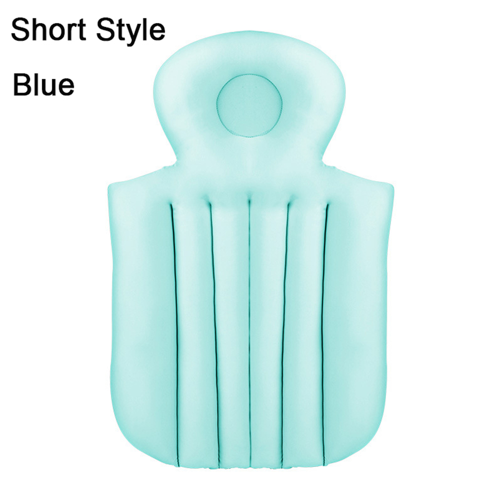 Cojín de bañera plegable para adultos, almohada de descanso para la cabeza de SPA, almohadilla de baño para bebé, cama de baño antideslizante para cuello y espalda, almohada de bañera para relajarse: blue-Short style