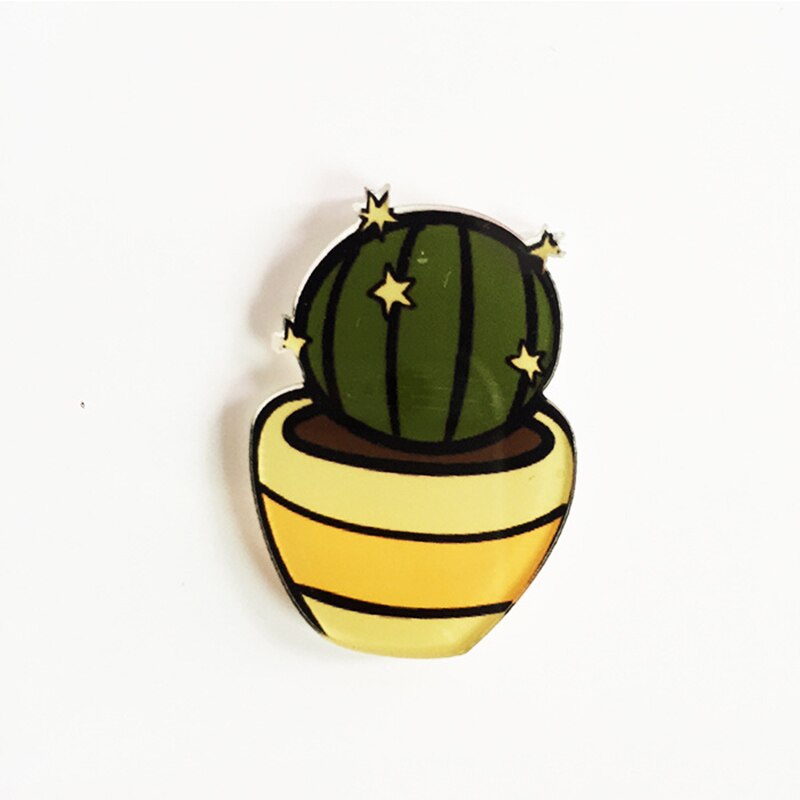1 stuk cartoon cactus bonsai broche acryl badges iconen op de rugzak pin badge decoratie badges voor kleding: 12