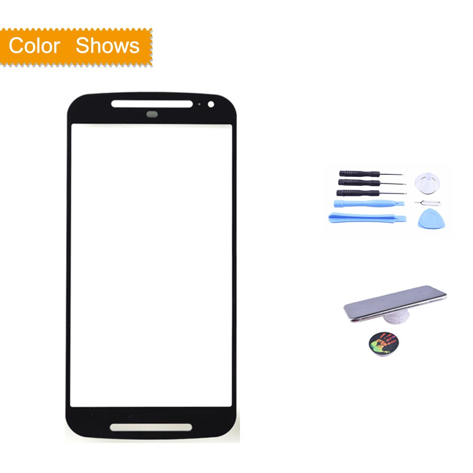 Super For Motorola Moto G2 G+1 XT1063 XT1069 XT1068 Touch Screen Front Outer Glass Panel Lens NO LCD Display Digitizer: black with gift