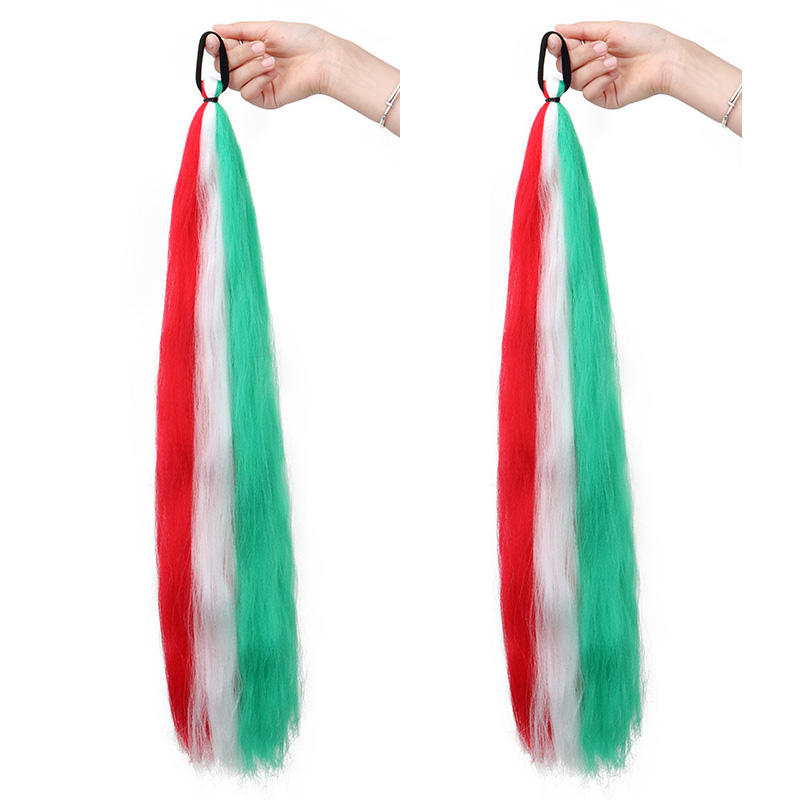 2 uds 24 pulgadas cola de caballo recta larga sintética con pelo elástico pelo trenzado colorido extensiones de cabello de cola de caballo accesorios para el cabello: #35