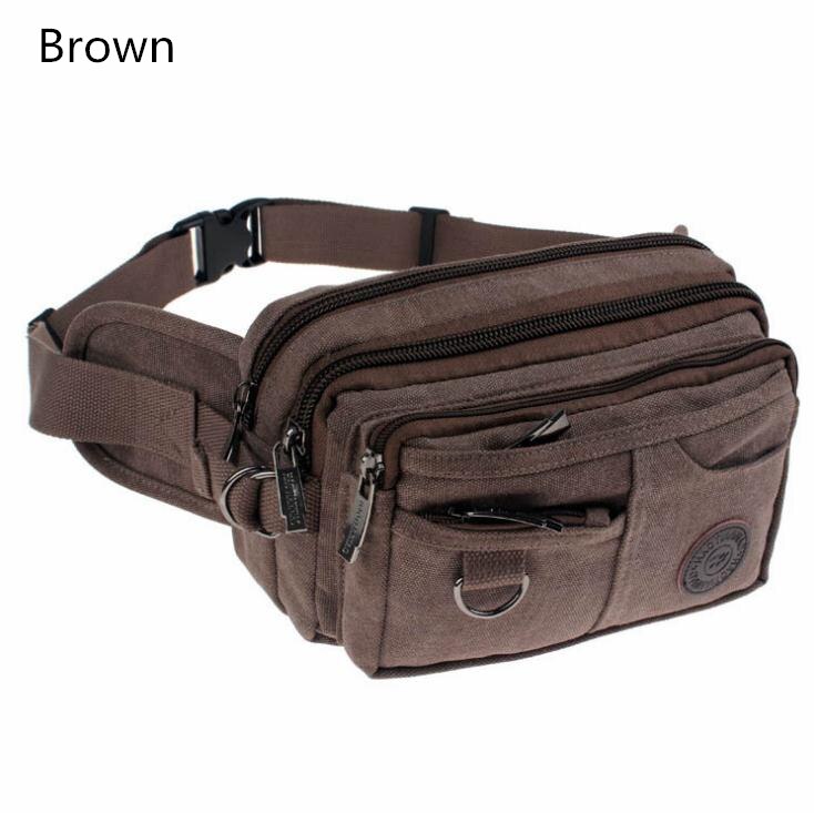 Offre Spéciale! Sac de ceinture en toile pour hommes et femmes, sac de voyage multifonction Vintage pour téléphone: Brown
