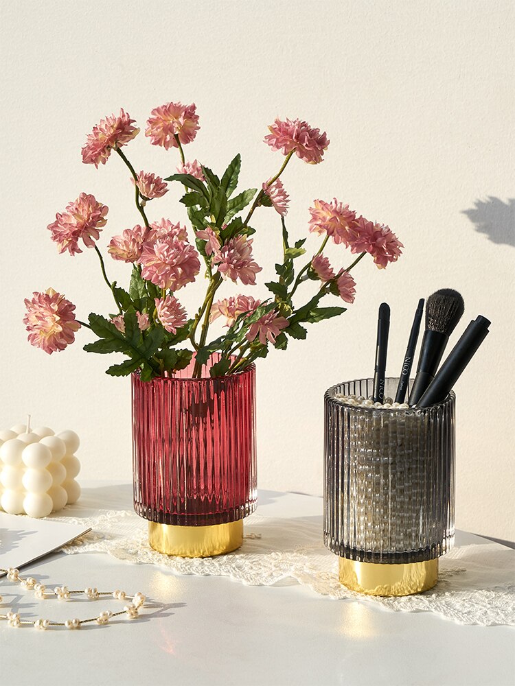 Glass Vase Office Art Flower Arrangement Vase Home Guest Coffee Table Desktop Decoration Home Decoration Glass Transparent Vase