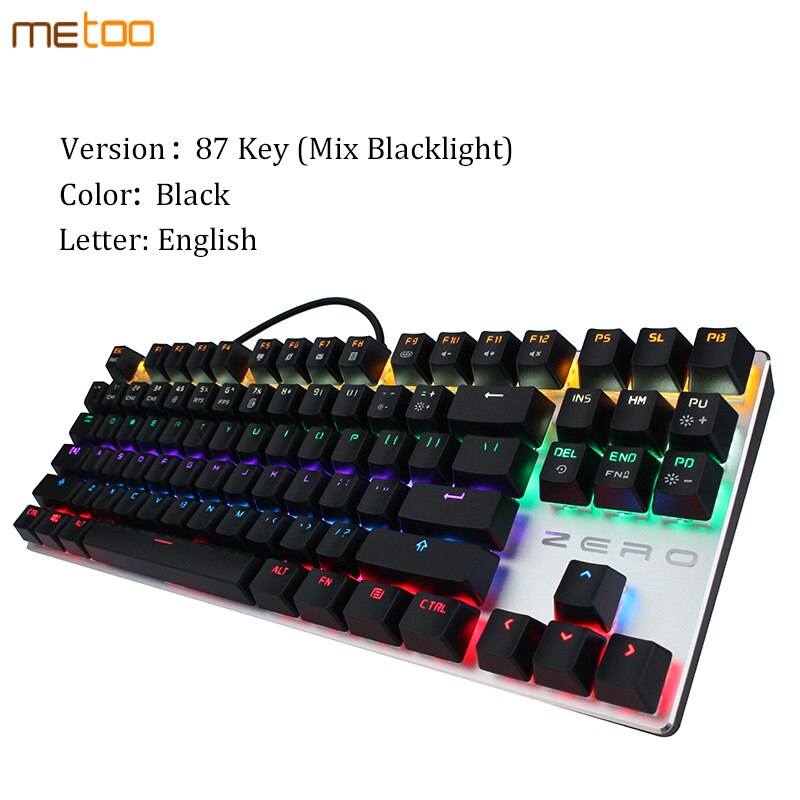 Mechanical Gaming Keyboard Ergonomic LED Backlit 104 Full key USB Wired Keyboard For Gamer Computer Blue/Red/Black switch: English 87 Key / Red Switch