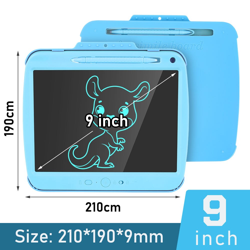 9 inch rechargeable drawing tablet colorful LCD writing tablet smart Digital Tablets for Kids drawing table with Copy Card: single color blue