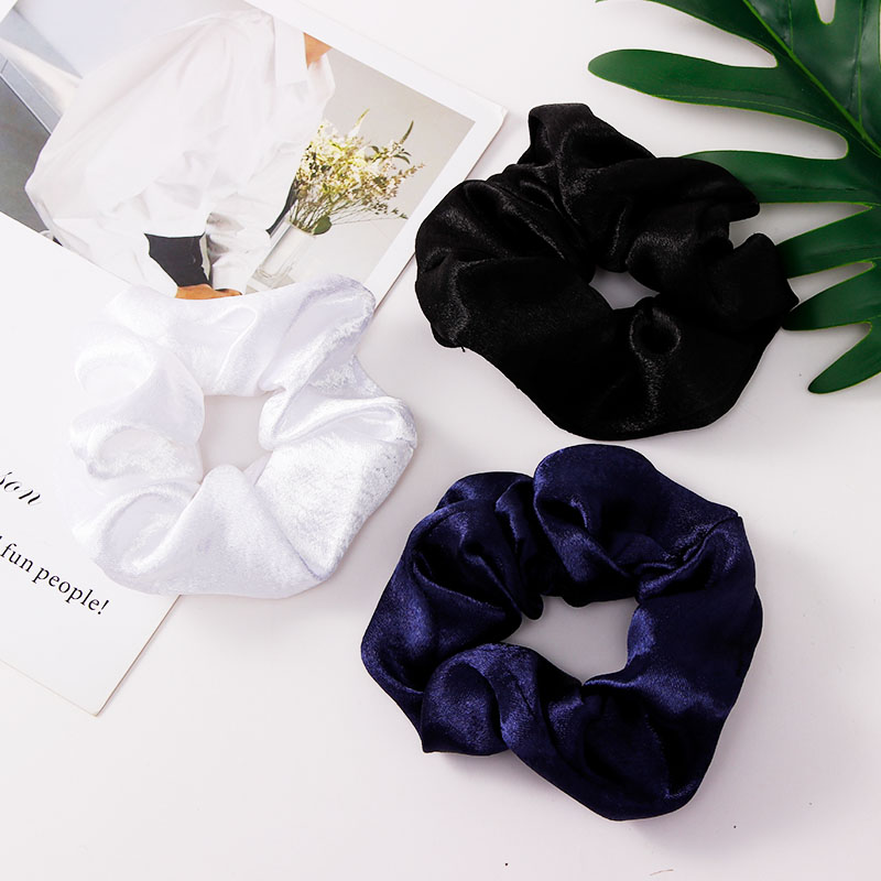Diademas elásticas de seda de color liso para mujer, coletero, goma para el pelo, accesorios para el cabello