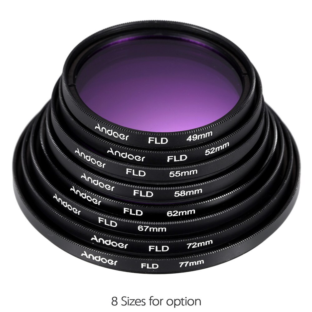 Andoer 49-77Mm Lens Filter Kit Uv + Cpl + Fld + Nd (ND2 ND4 ND8) met Draagtas/Lens Cap/Lensdop/Tulip &amp; Rubber Lens Hoods
