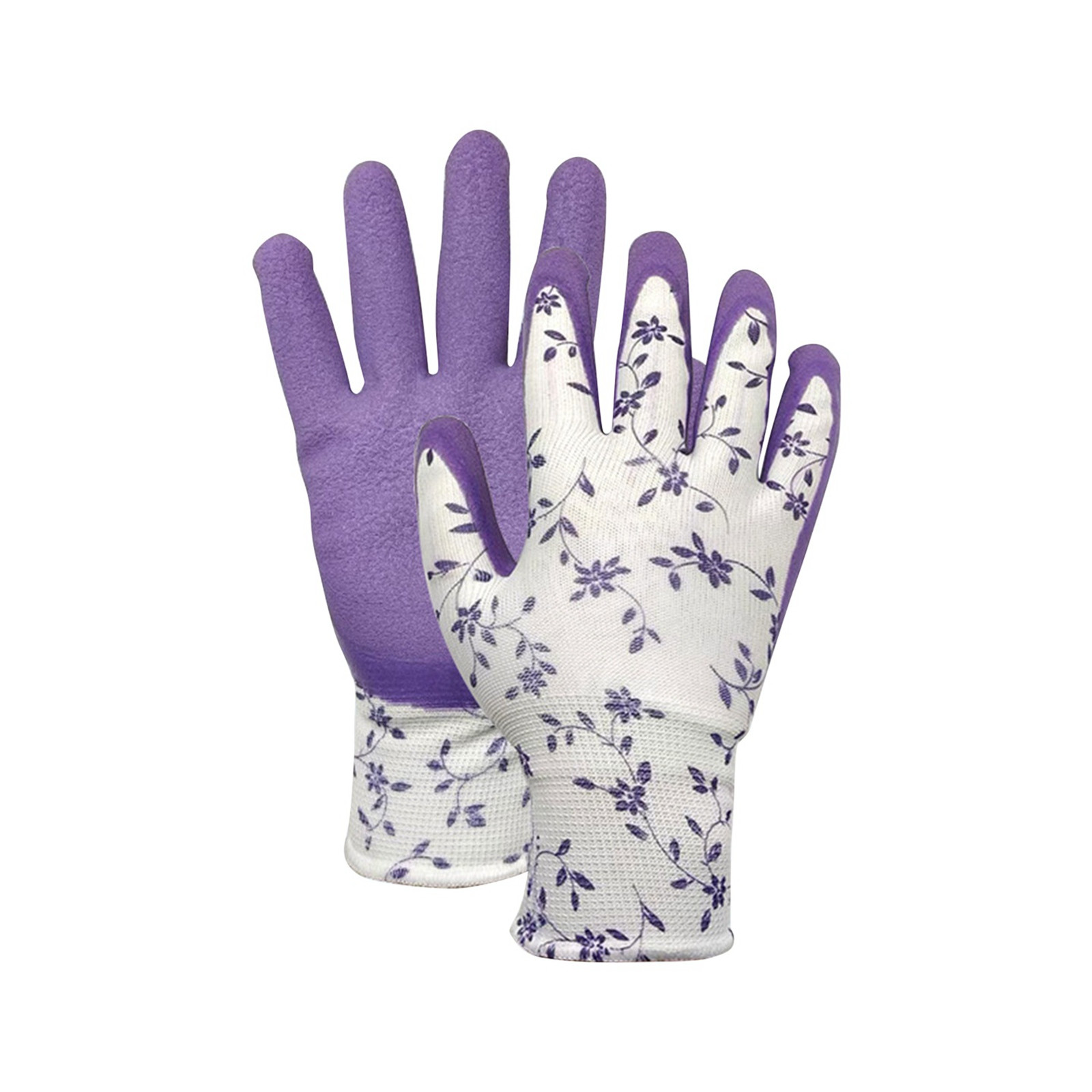 Latex Foam Printed Gardening Gloves For Women Men-Breathable Garden Gloves With Grip, Working Glove, Medium Size Fits Most: PURPLE