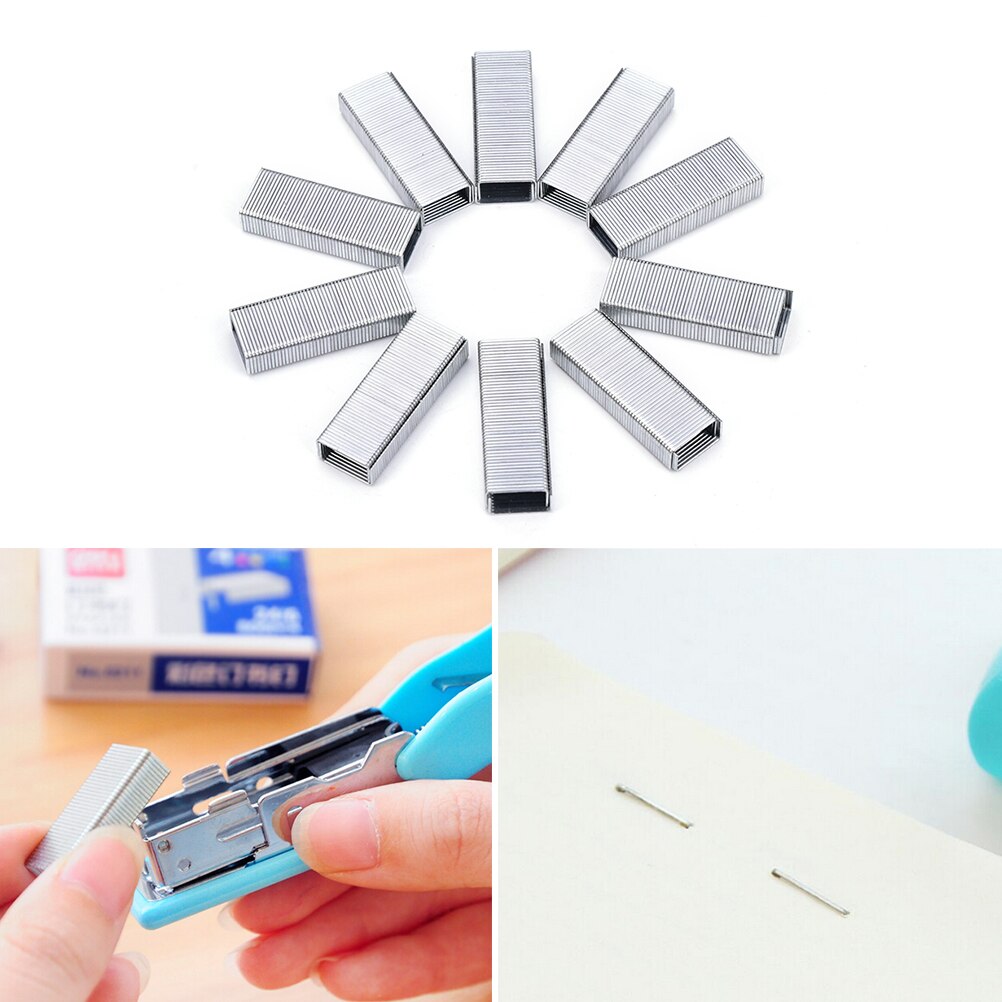 1Pack 10mm Silver Stainless Steel Staples Office Binding Supplies 1* Box Of Stainless Steel Staples(800Pcs)