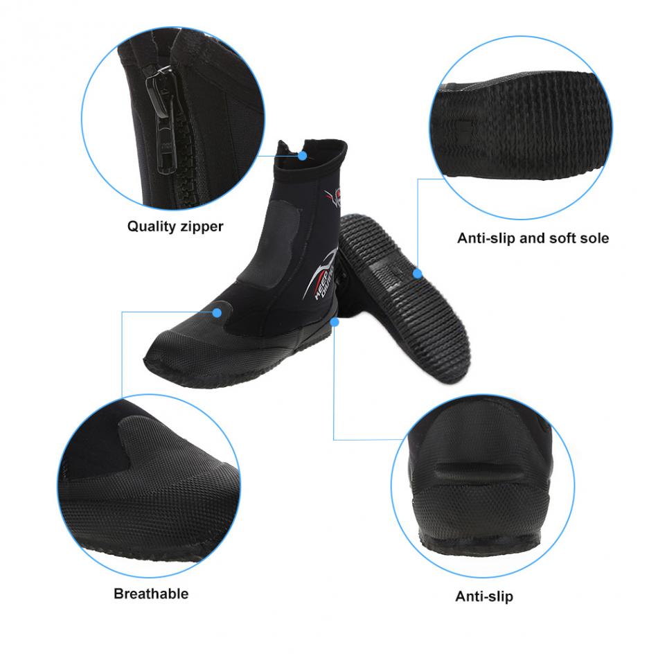 KEEP DIVING-zapatos con aletas de buceo de 5MM, botas largas de buceo de neopreno, zapatos de agua, aletas, traje de neopreno, zapatos de playa