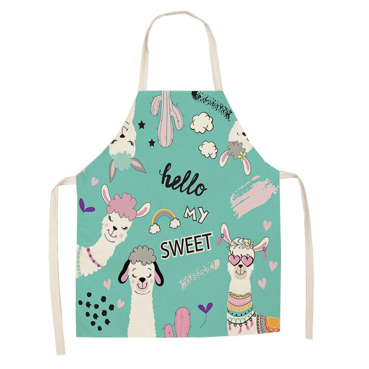 Nette Alpaka Frauen Männer Küche Schürzen Wasserdichte Kochen öl-nachweisen Baumwolle Leinen Antifouling Koch Schürze Reinigung 68*55cm 0008: 9