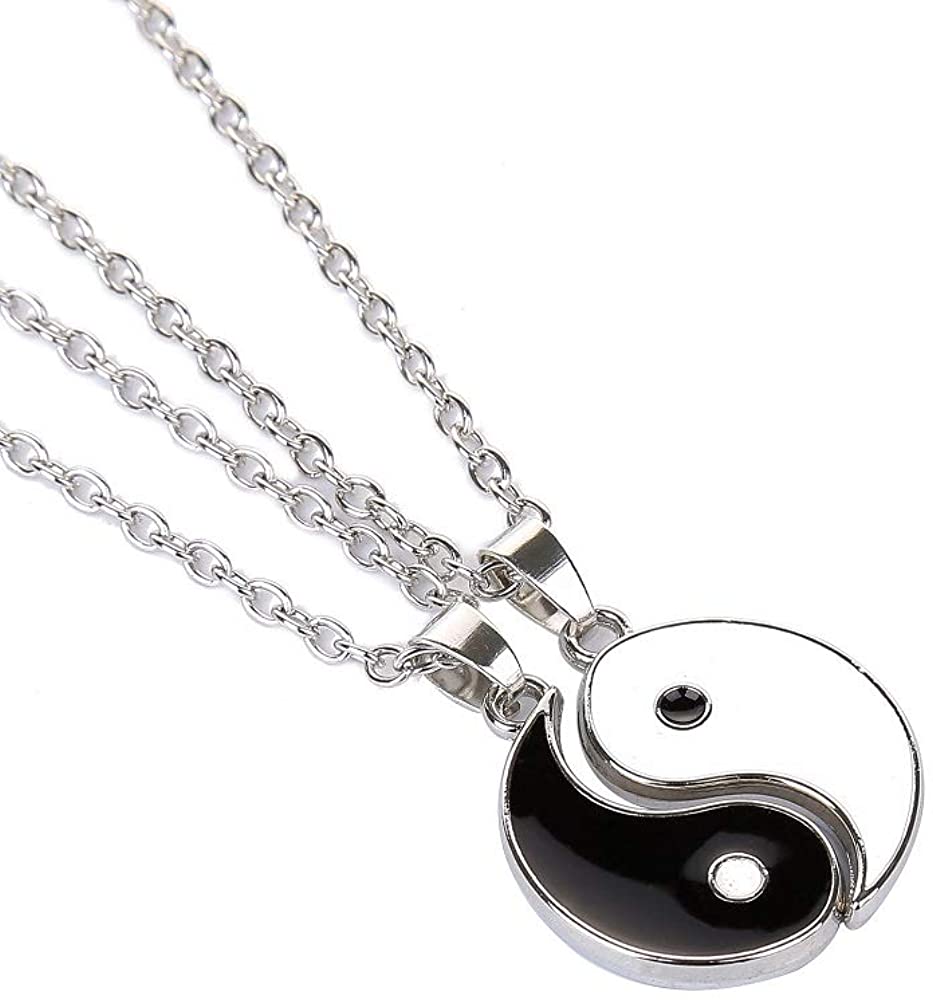 2 pz/set Unisex oro argento lega Yin Yang ciondolo Puzzle pezzo collana compleanno gioielli regali per coppia o migliori amici