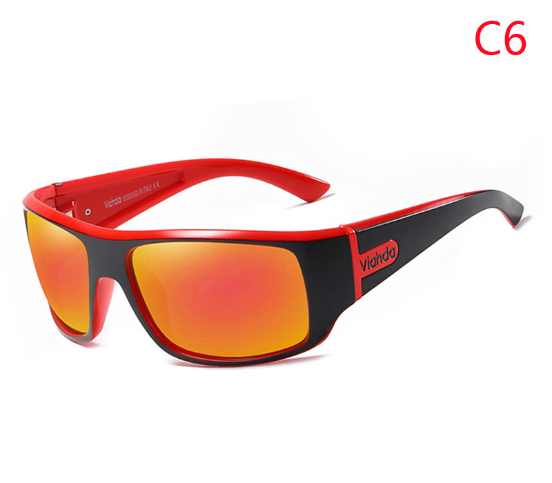 Viahda mænd klassiske polariserede solbriller mandlige sportsfisker nuancer briller  uv400 beskyttelse: C6
