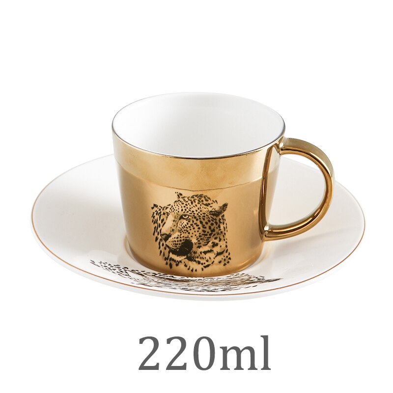 Leopard Anamorphic Cup Mirror Reflection Cup Zebra Mug Luycho Coffee Tea Set With Coaster 90ml-220ml: 220ml1