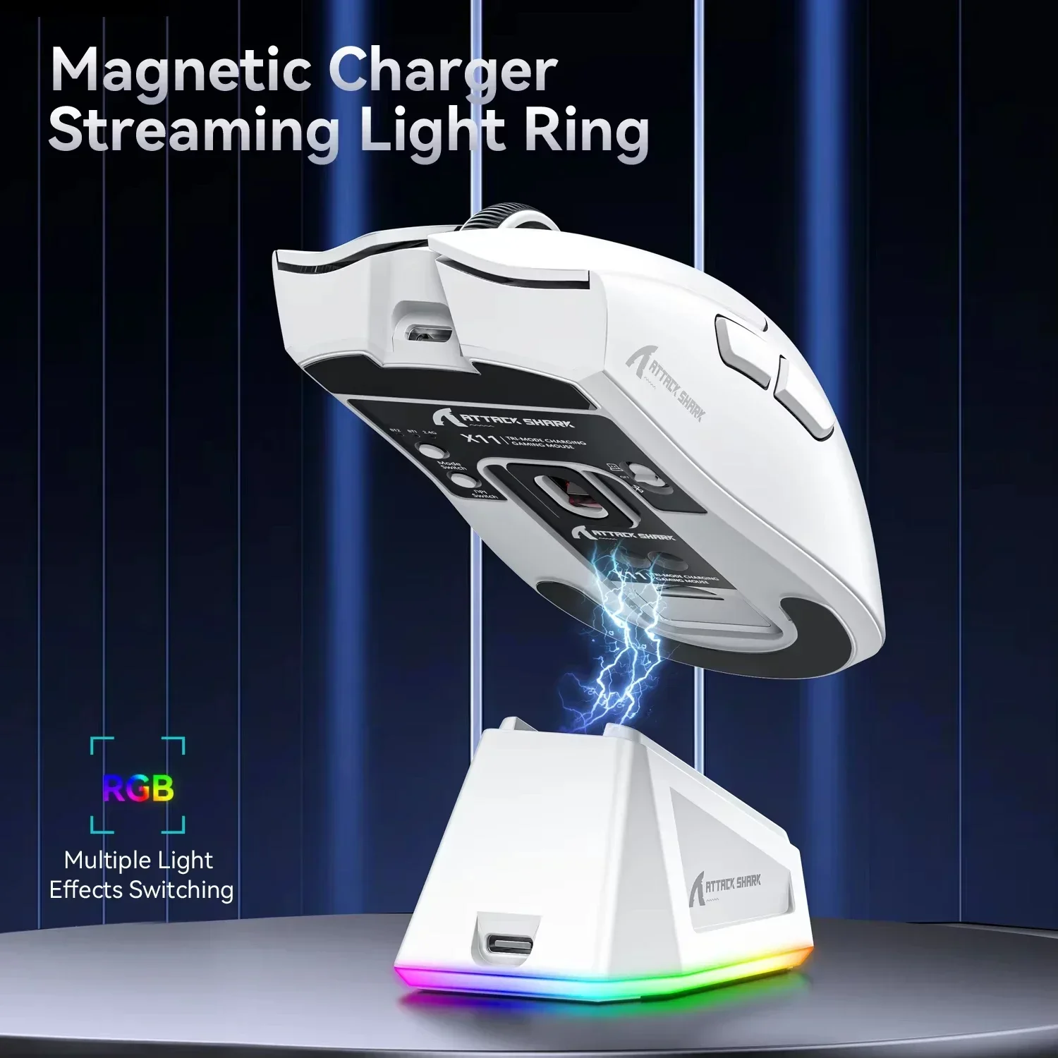 Attack Shark X11 Tri Mode PAW3311 2.4G-Gaming Mouse Magnetic Rechargeable Connectivity Ultra-Light Wireless E-sports for PC-LAP