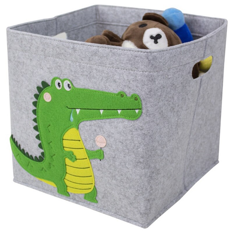 Caja de almacenamiento de tela de fieltro grueso plegable, organizador de juguetes de dibujos animados, cesta de lavandería para el hogar, cesta de almacenamiento de ropa