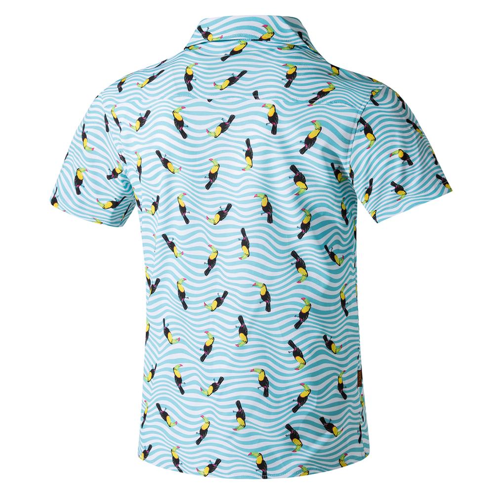 Mænd skjorte sommer mænds casual toppe knap hawaii print strand korte ærmer quick dry top bluse hawaii skjorte herre top