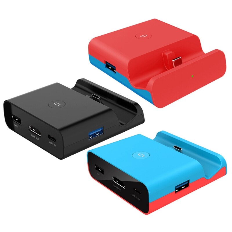 For Switch/Switch Lite Console Video Converter Portable Mini HDMI-Compatible TV Dock Charging Station Charger LXAA