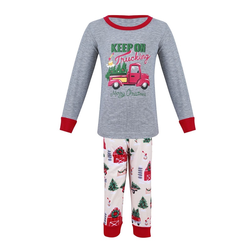 Familie matchende outfits tøj julepyjamas sæt xmas voksen barn sød fest nattøj pyjamas bil print nattøj jakkesæt