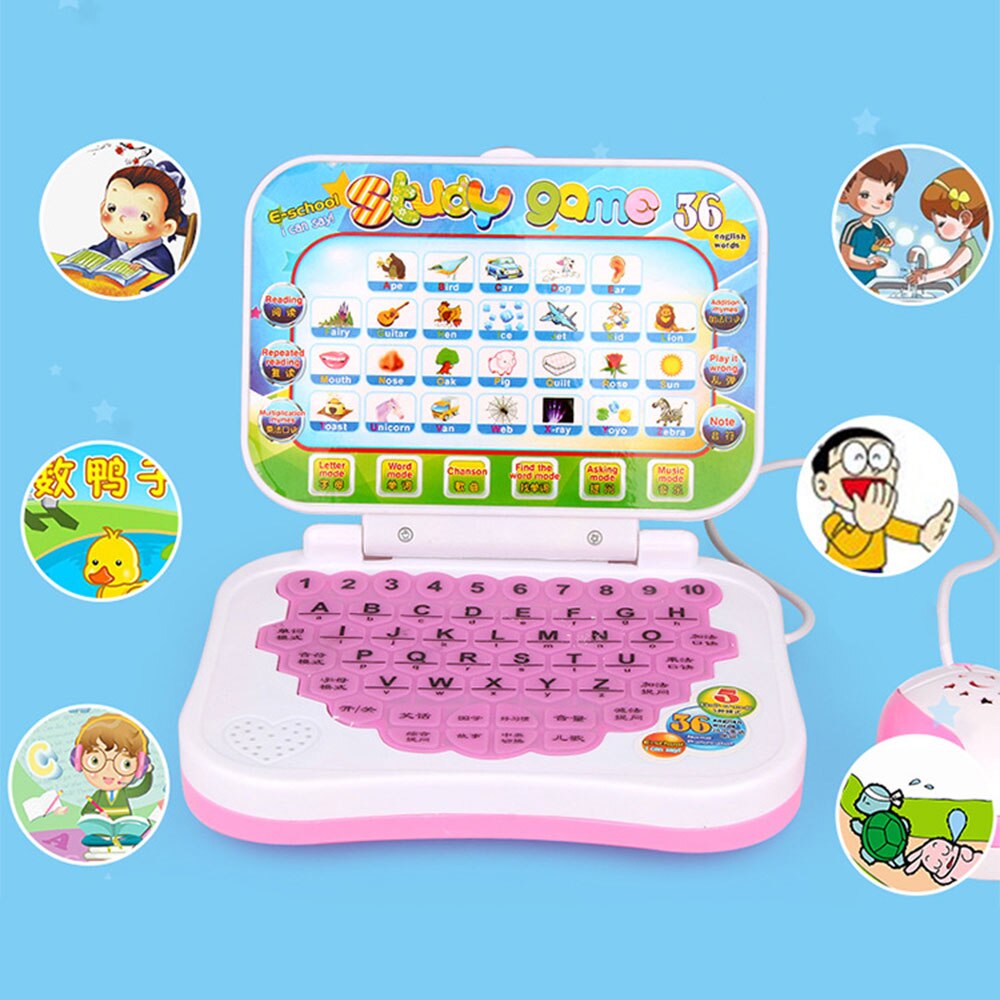 Children Chinese-English Bilingual Learning Machine with Mouse Computer Learning Education Machine Tablet Toy Random Color