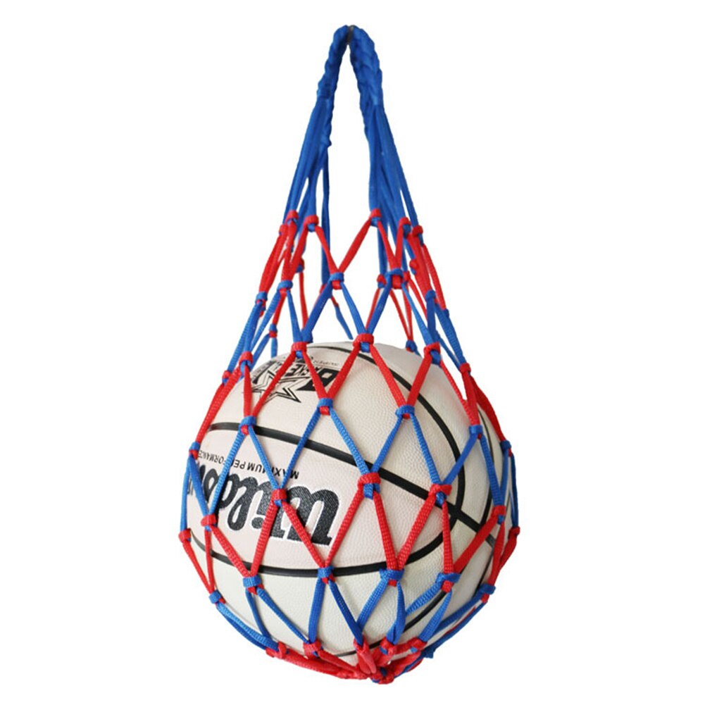 Football Net Bag Nylon Bold Storage Bag Single Ball Carry Portable Equipment Outdoor Sports Soccer Basketball Volleyball Bag: red  blue 65cm