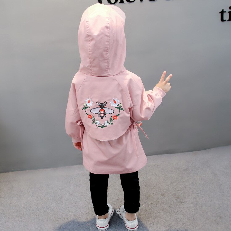 Children Loose Wind Coat Jackets Autumn Winter Boys Girls Korean Style Hoodie Collect Waist Long Coats Cotton