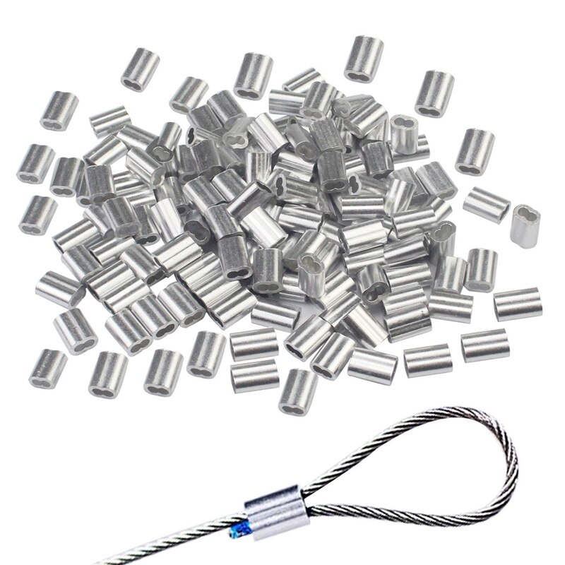 500Pcs Aluminum Crimping Loop Sleeve Double Barrel Ferrule for Fish Wire Rope and Cable Line End Assortment Kit