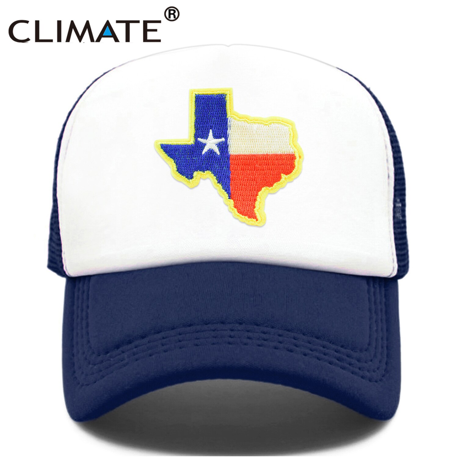 CLIMATE Texas Trucker Cap State of Texas Cap Flag of Texas Map Mesh Cool Hat Cap Cool Mesh Cap Adult: Navy / Kid 52to55cm head