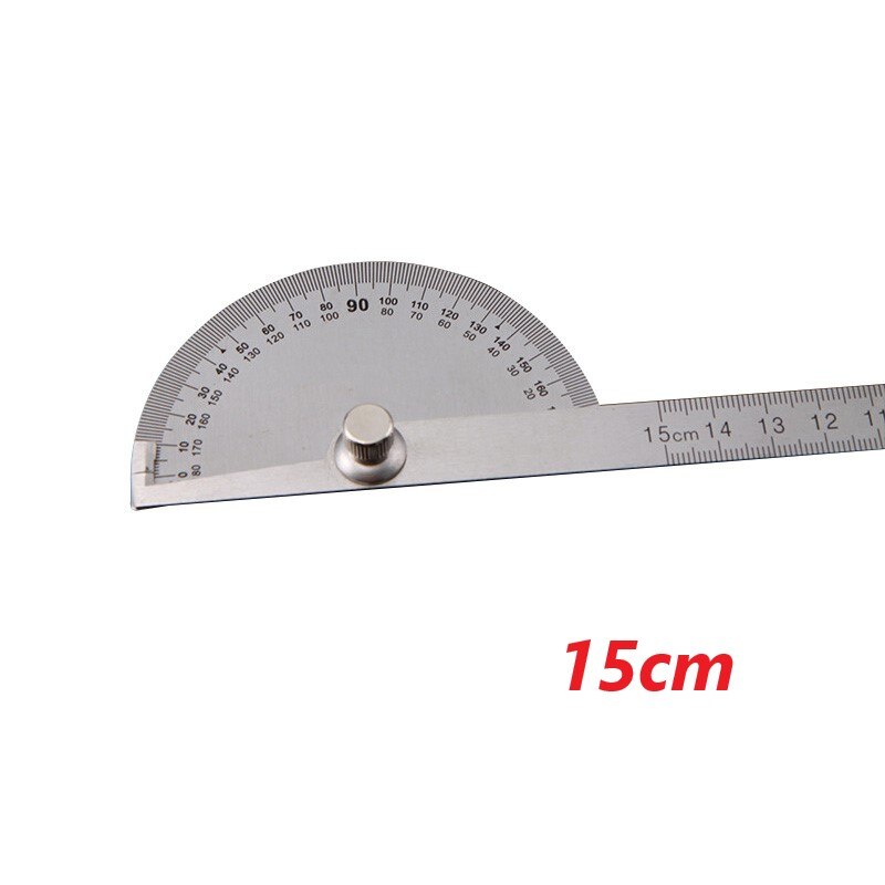 10cm Ruler Silver Stainless Steel Round Head 180 Degree Protractor Angle Finder Measuring Ruler Machinist Tool: Red