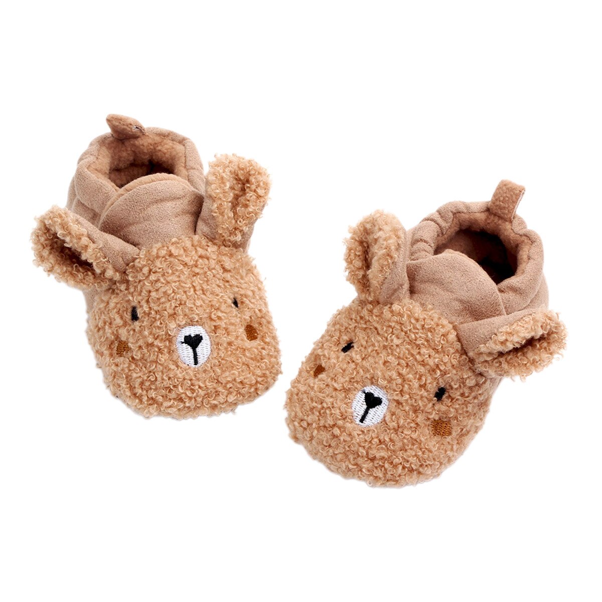 Bebis pojkar tjejer fleece tossor mjuk sula vinter varma tofflor halkfria spädbarn hus spjälsäng skor med djur öron: Kaffe / 12 6-8 månader