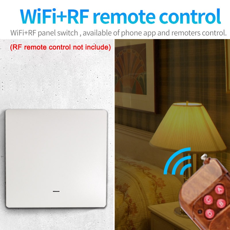 eWeLink WiFi + RF433 Smart Switch UK 220V Wireless Remote Control Push Button Wall Light Switches Compatible Alexa Google Home