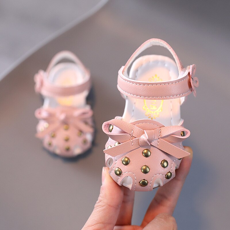 Toddler Girl Summer Pink Princess Kids Soft Sole Leather Shoes for Girls Flower Casual Children Flat Heel Silver Butterfly Knot: pink / Size19