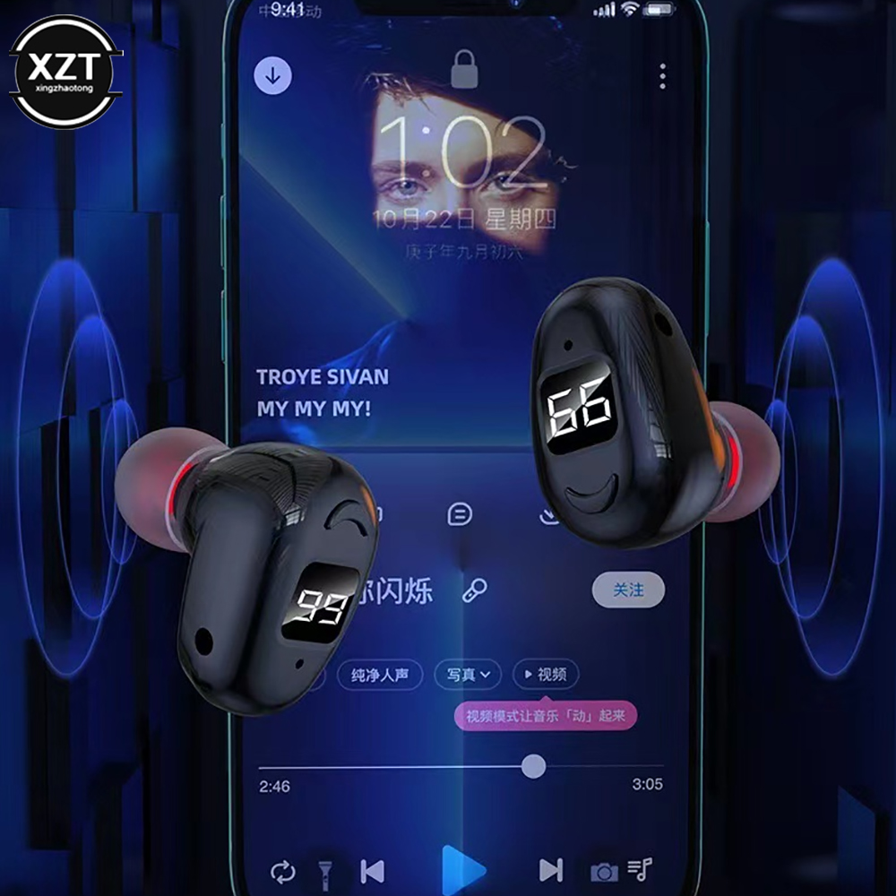 S980 Digital Bluetooth Earphones Mini In Ear Invisible Extra Long Standby Business LED Display Earplugs