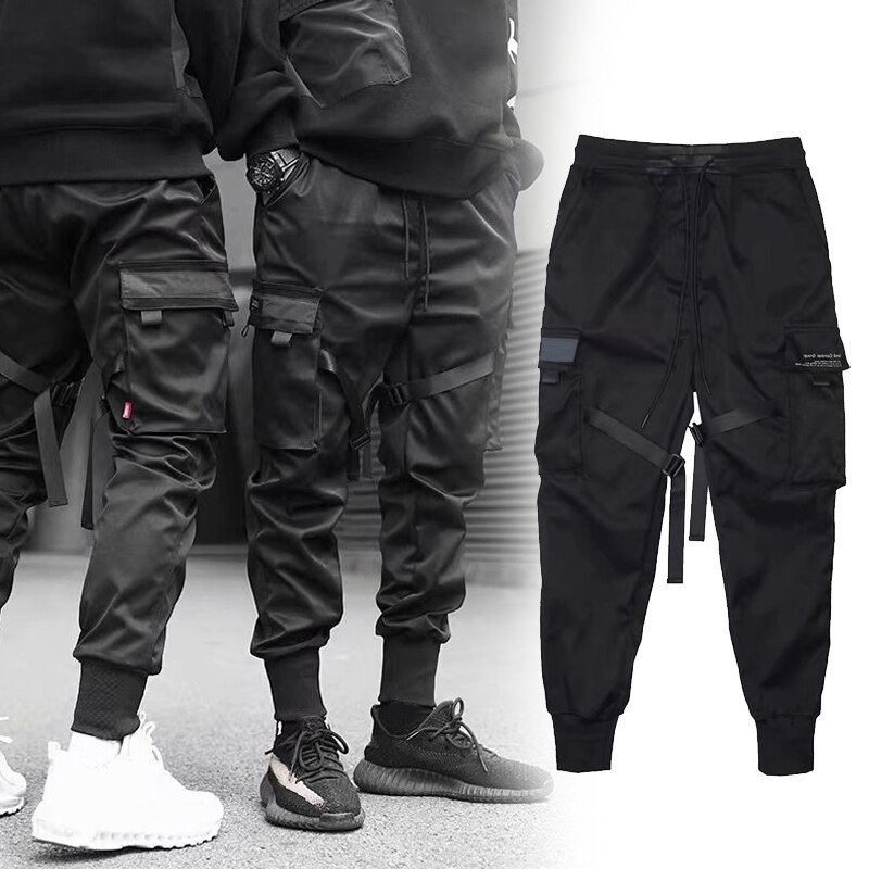 Mænd afslappet harem jogging joggingbuks hip hop bukser multi lomme last bukser sek 88