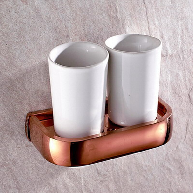 Wall Mounted Luxe Gepolijst Rose Goud Koper Messing Vierkante Badkamer Accessoires Set Bad Hardware Handdoek Bar aset022: Toothbrush Holder(1)