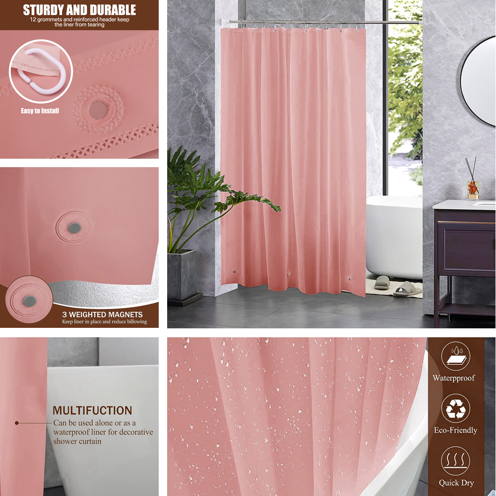 PEVA-Duschvorhang, wasserdichter Kunststoff, durchsichtige Badvorhänge, transparent/bunt, Badezimmervorhänge, Mehltau, Zuhause, Luxus mit Haken