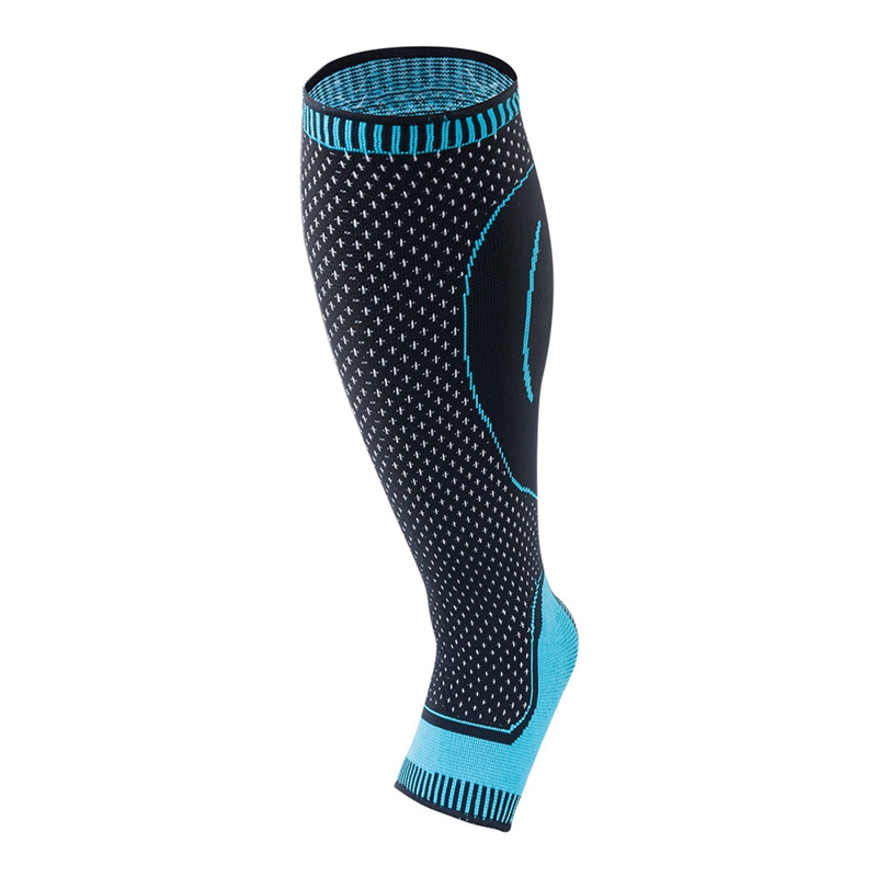 1pc Leg Sleeve Cover Long Breathable Knitted Ankle Compression Protector football non-slip training soccer football leggings: BL / L