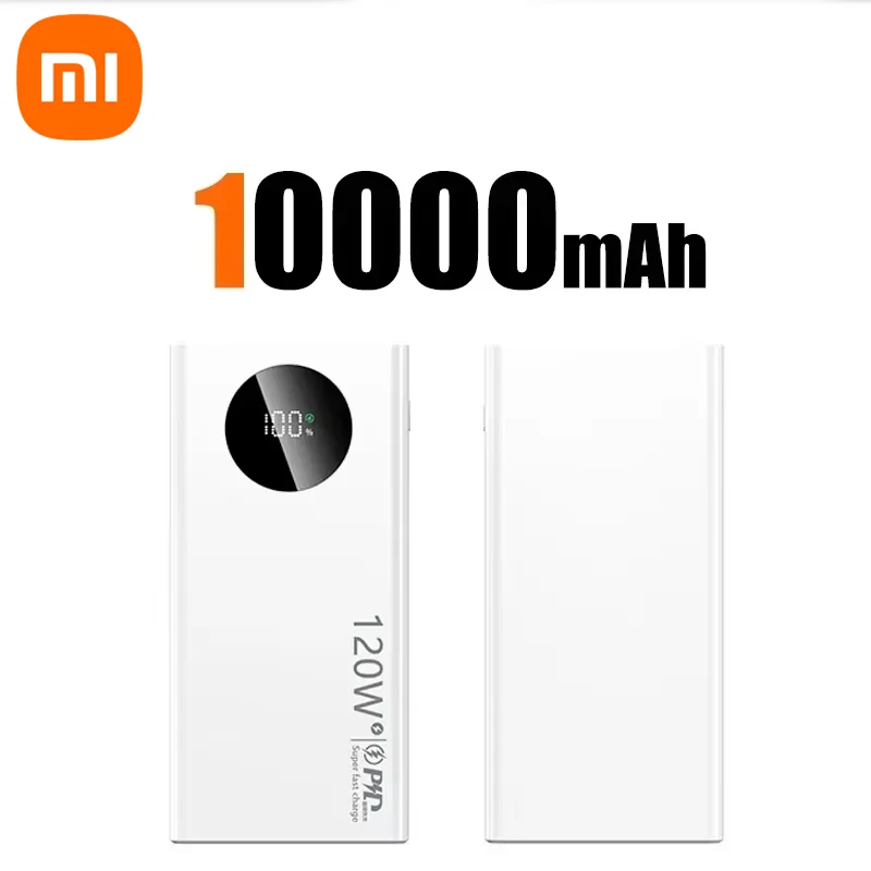 Xiaomi 50000 mah powerbank 120w snabbladdning 30000 mah dubbel usb högkapacitets bärbar digital display batteriladdare powerbank: Vit