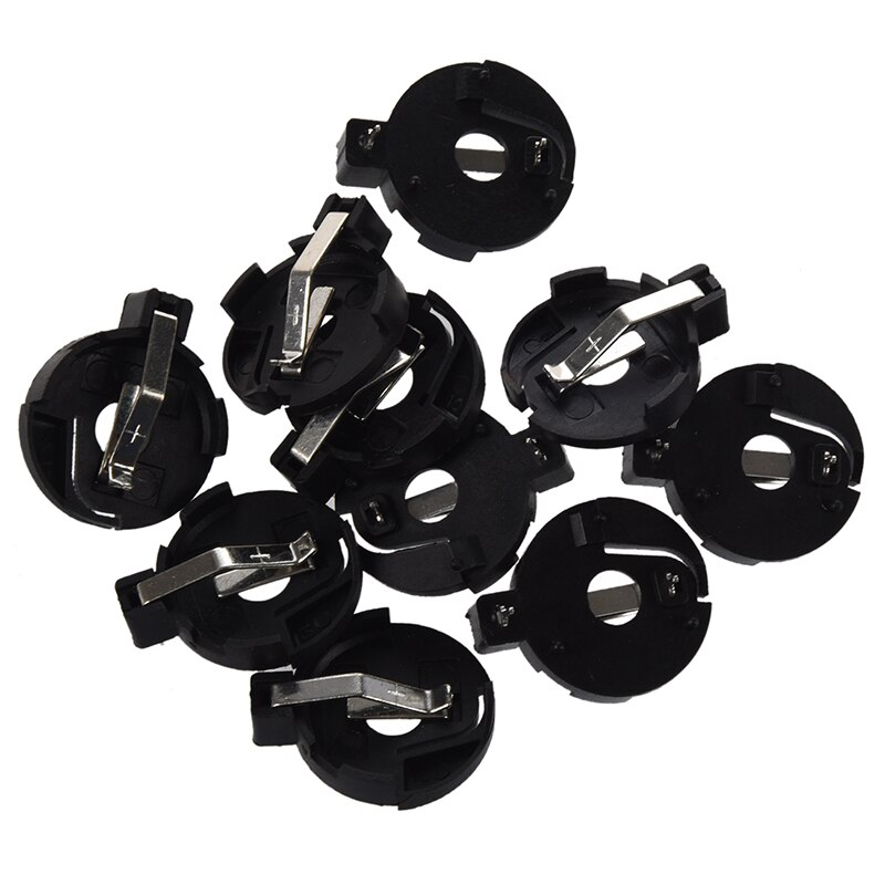 CR2016 2025 2032 Coin Cell Button Battery Holder Socket Black 10 Pcs: Default Title