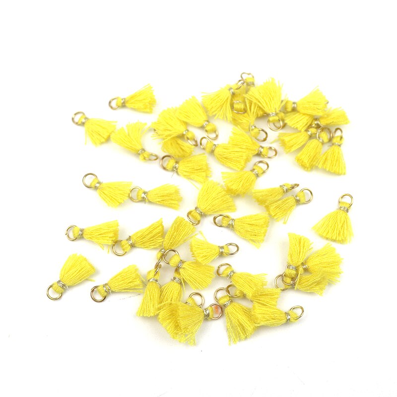 20Pcs 1 Cm Katoenen Draad Mini Kwastje Trim Hanger Diy Craft Materialen Sieraden Oorbellen Ornamenten Opknoping Ring Kleine Fringe trim: Yellow tassels