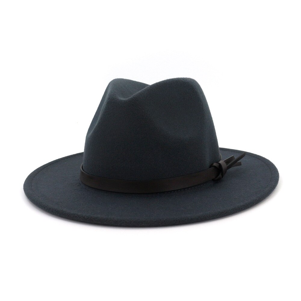 De lana de las mujeres de Sombrero de cowboy del oeste Roll-up de ala ancha vaquera Jazz ecuestre Sombrero gorra con cinta delgada AD0853