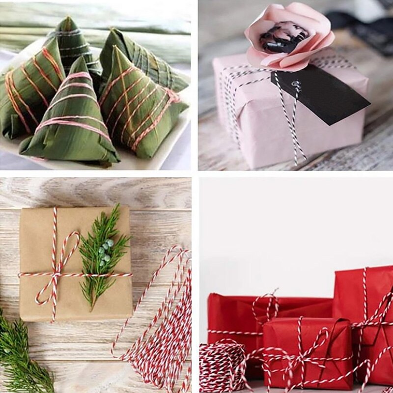 DIY Handmade Cotton Thread 1 Roll 75 Meters Rope Red White Card Hanging Rope Packing Twine String Cord