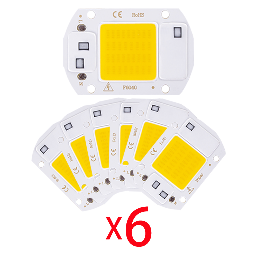 6Pcs 50W 30W 20W Led Chip Diodes Lamp Cob Chip 220V Led Lamp Kralen led Module Voor Flood Light Spotlight Diy Geen Behoefte Driver