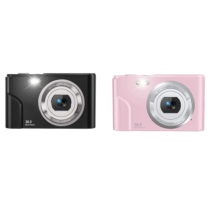 FHD Spiegelloze Digitale Camera, Draagbare 8MP 16X Zoom 1080P HD Digitale Camera met 3-inch LCD-scherm, Mini-vlog Pc-cameracamcorder, voor Kinderen Vriend Thuis(zwart
